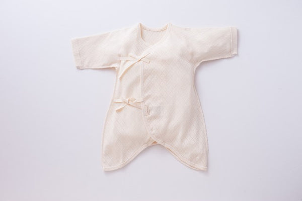 Organic Cotton Baby Undershirt - Double Layer Kimono Bodysuit Diamond Pattern