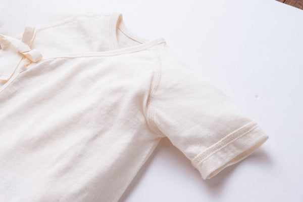 Organic Cotton Baby Undershirt - Short Sleeve Kimono